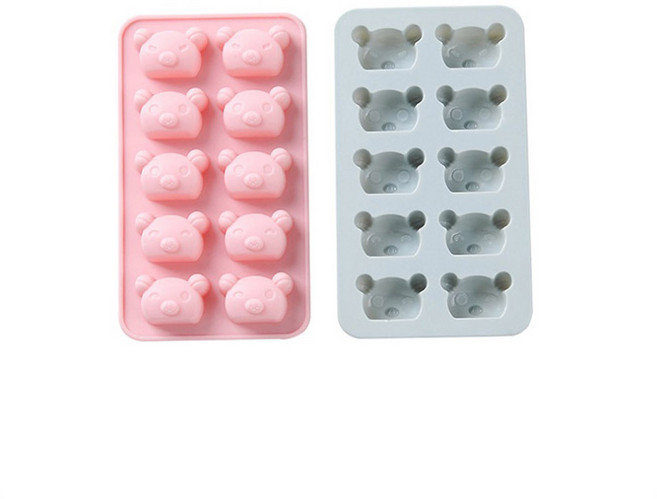 미니 곰돌이 10구 실리콘 몰드, 블루, 핑크, 1세트