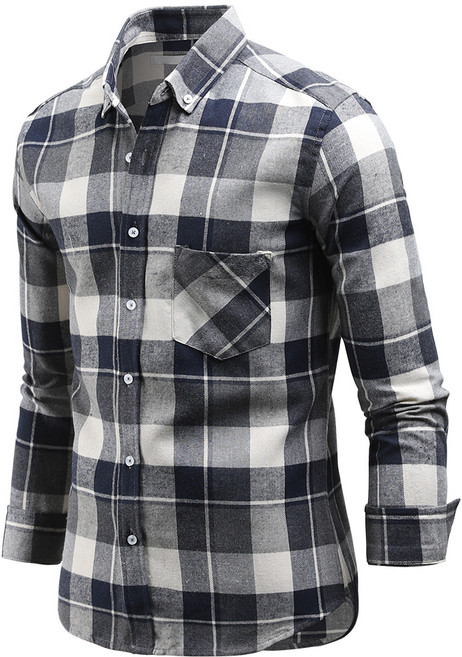 다꾸앙 남성용 겨울 따뜻 리페어 체크 긴팔 기모셔츠 C08D14_sp2214