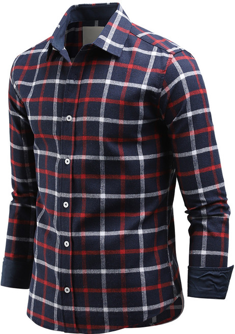 다꾸앙 남성용 겨울 함께입는 체크 긴팔 기모셔츠 C08D14_sp2217