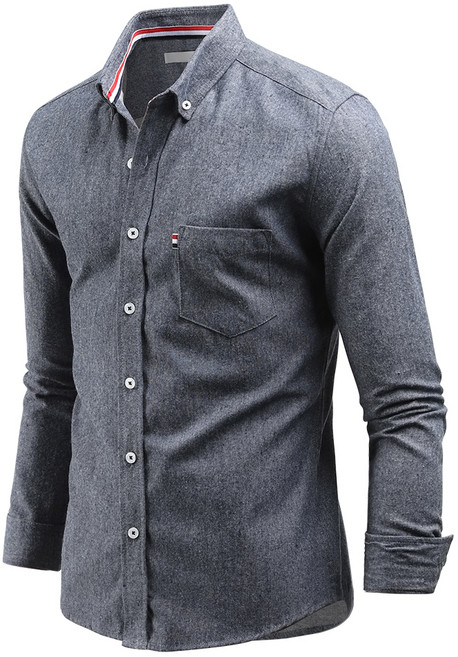 다꾸앙 남성용 겨울 시목 솔리드 긴팔 기모셔츠 C08D14_ss2218