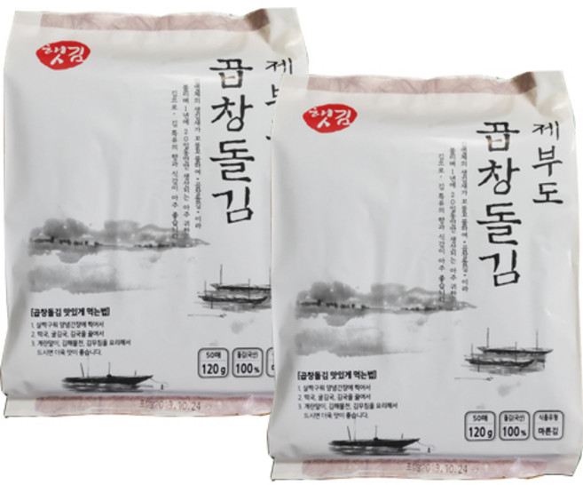 해저식품 제부도 곱창돌김, 120g, 2개