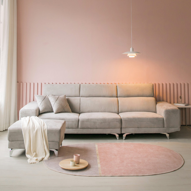 스칸디나 패브릭 4인용 소파 + 쿠션 2p + 스툴 방문설치, 그레이