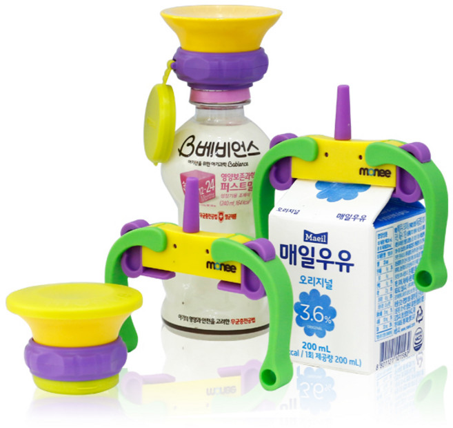모니 유아 빨대컵 대용 우유클립 + 모니캡 퍼플 세트, 퍼플+퍼플, 1세트