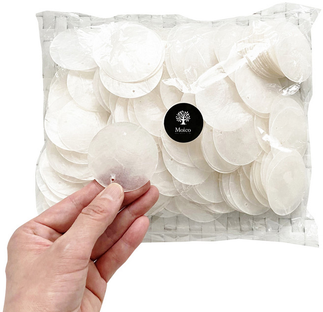 모이코 자개 모빌 만들기 DIY 재료 원형 5cm, 화이트, 200개