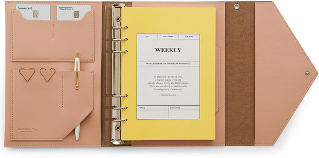 퍼니메이드 클러치 6공 다이어리 커버 A5 세트, 핑크, 1세트