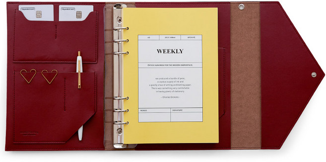 퍼니메이드 클러치 6공 다이어리 커버 A5 세트, 버건디, 1세트