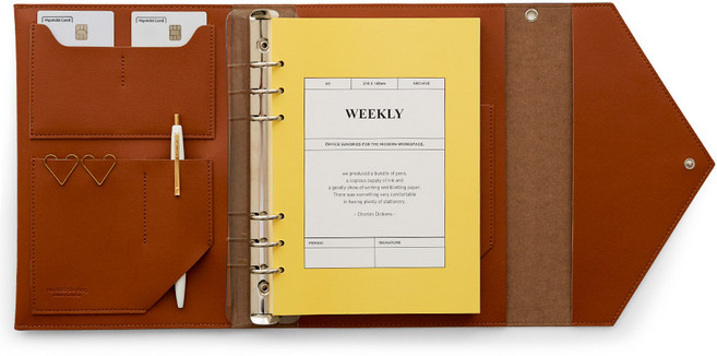 퍼니메이드 클러치 6공 다이어리 커버 A5 세트, 브라운, 1세트