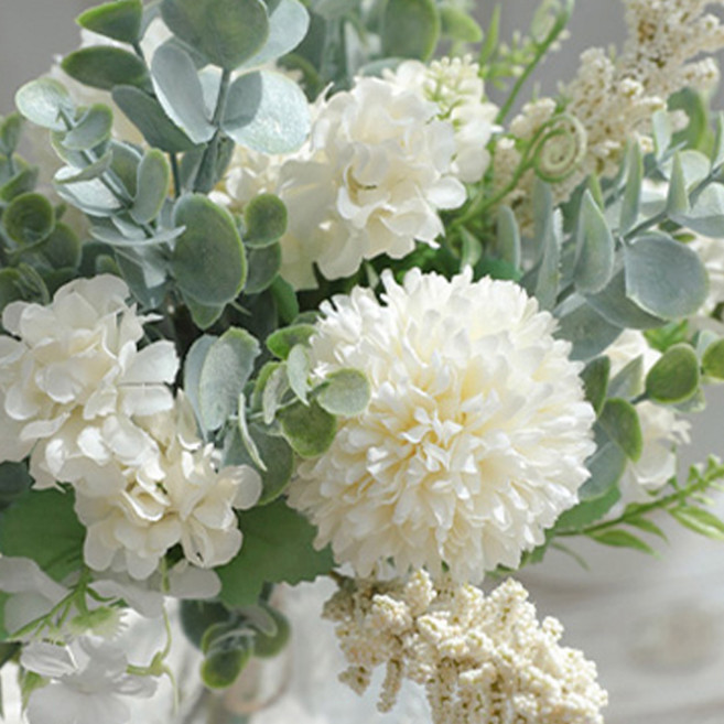 미스모네 조화 모브 유칼립투스 꽃다발, 아이보리, 1개