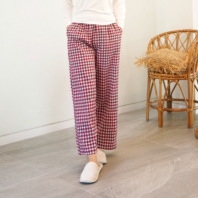 테라우드 여성용 면 9부 주머니 잠옷 바지