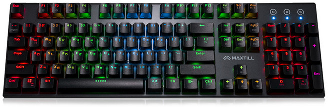 맥스틸 기계식 유선키보드 청축, TRON G610K V2 RGB, 혼합색상, 일반형