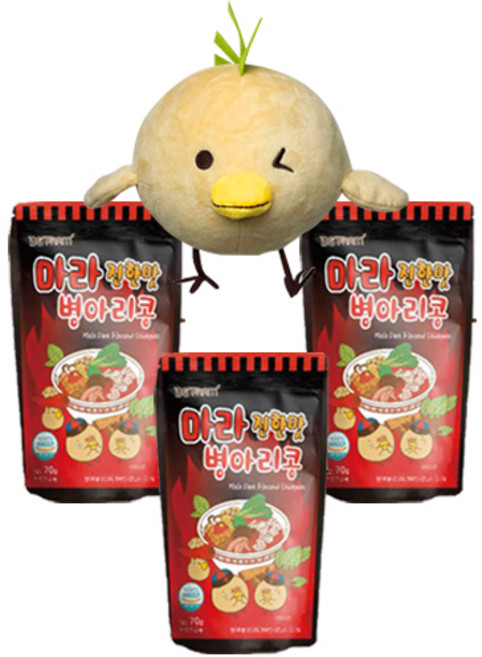 대구농산 볶은 병아리콩 스낵 마라 매운맛 40g x 3p + 인형 랜덤발송, 70g, 3개