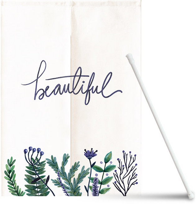 마켓플랜 방문 가리개커튼 + 커튼봉 세트