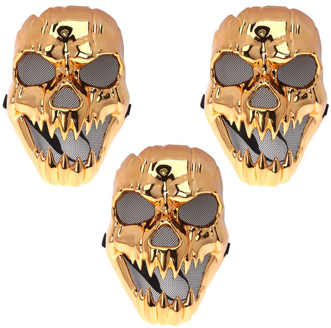 리빙다 유광 해골가면 3p, 골드