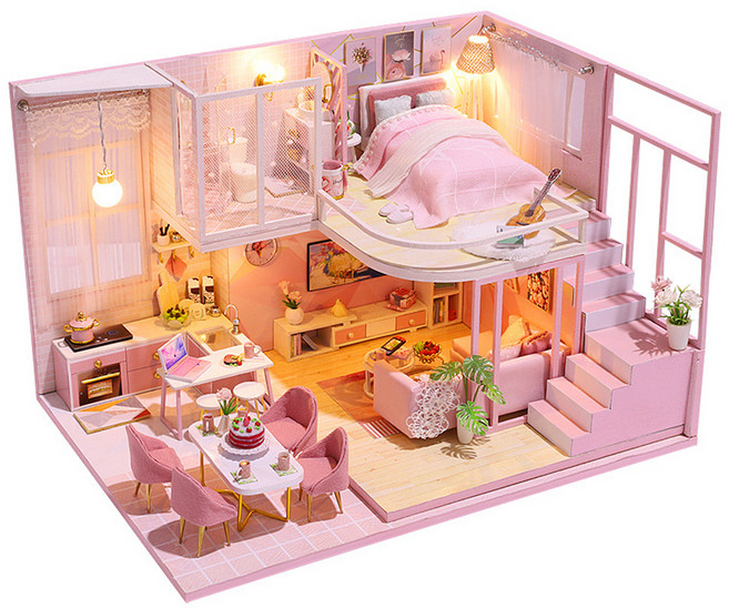 꼬미딜 DIY 미니어처하우스 2020 011 분홍빛 만남 + 제작도구, 혼합색상, 1개