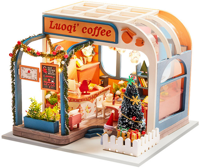 꼬미딜 DIY 미니어처하우스 중형 40 크리스마스 카페 + 제작도구, 혼합색상, 1개