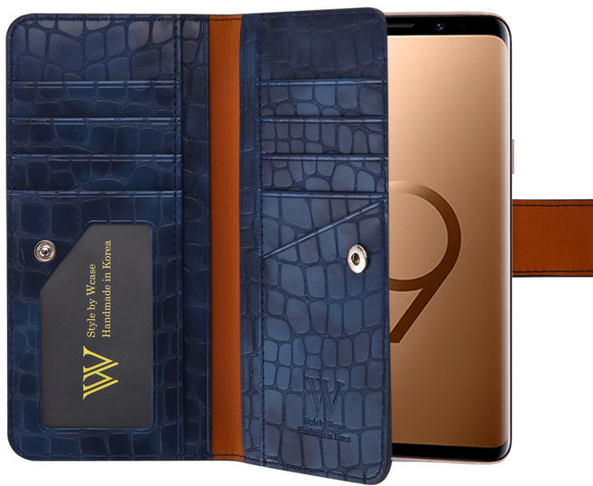 더블유케이스 커스텀라벨 양면지갑 휴대폰 케이스 + 핸드스트랩