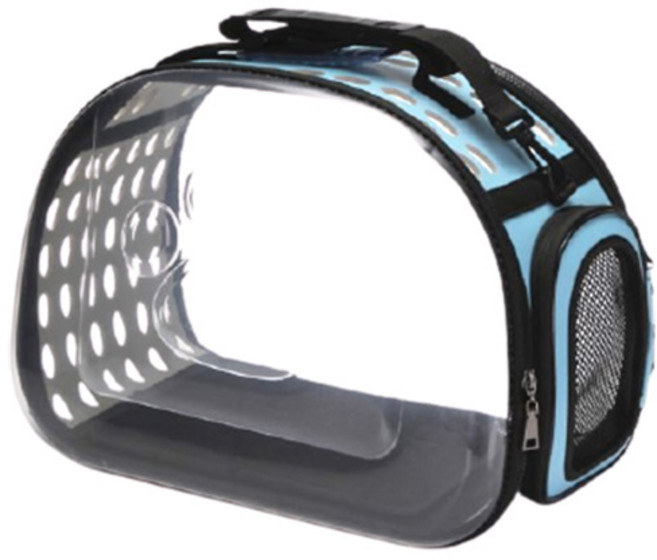 GUNU 반려동물 투명 핸들 이동가방, 블루, 1개