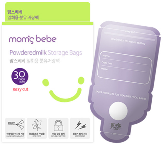 맘스베베 국내 제조 일회용 분유저장팩, 30개입, 1개