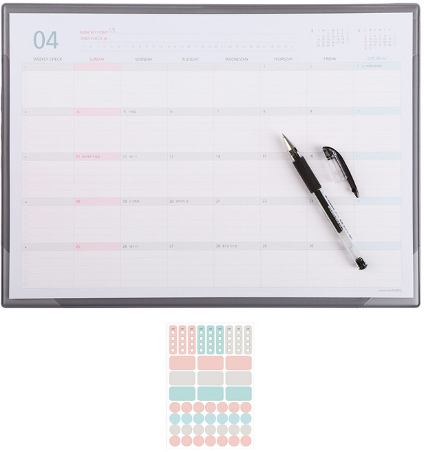 플레플레 2021년 먼슬리매트 + 일정관리 스티커, 그레이