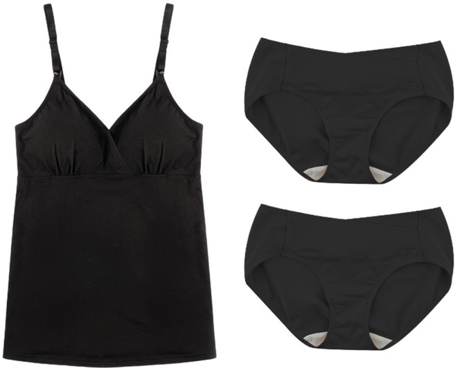 뉴니끄 면모달 원터치 솔리드 수유 캐미솔 + 팬티 2p 세트