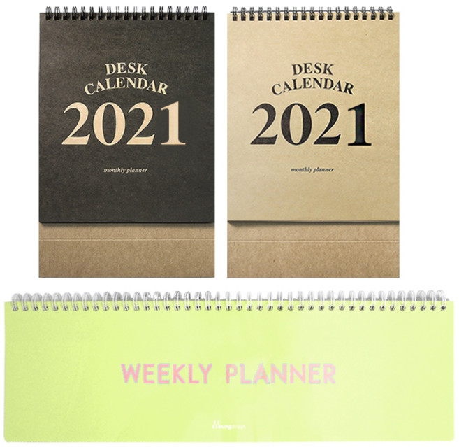 투영디자인 탁상달력 랜덤발송 2p + 파스텔 롱 위클리 플래너 세트, 올리브, 1세트