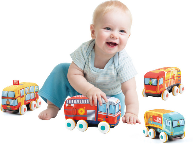 롤리폴리 소프트 헝겊 풀백 자동차 소방차 트럭 버스 세트 huanhe0238, 혼합색상, 1개