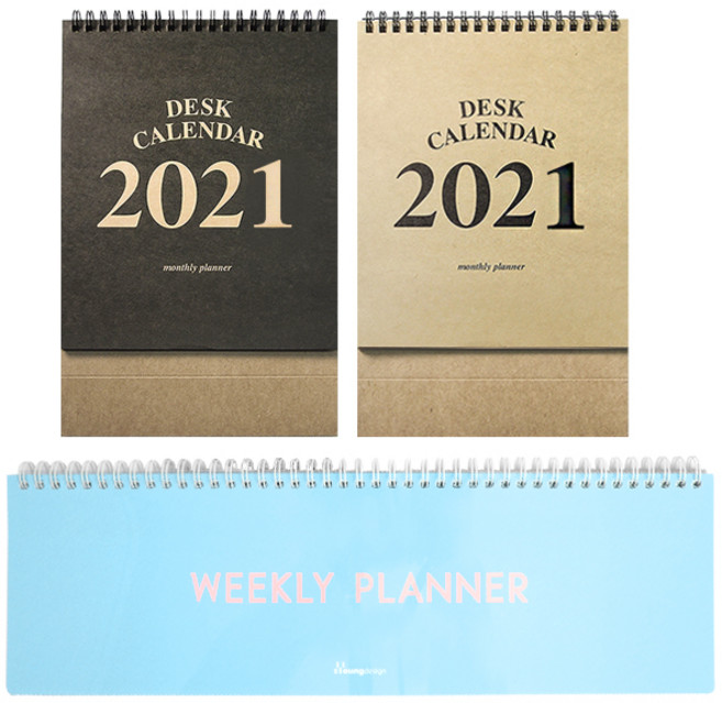 투영디자인 탁상달력 랜덤발송 2p + 파스텔 롱 위클리 플래너 세트, 스카이블루, 1세트