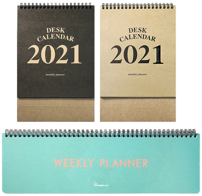 투영디자인 탁상달력 랜덤발송 2p + 파스텔 롱 위클리 플래너 세트, 민트, 1세트