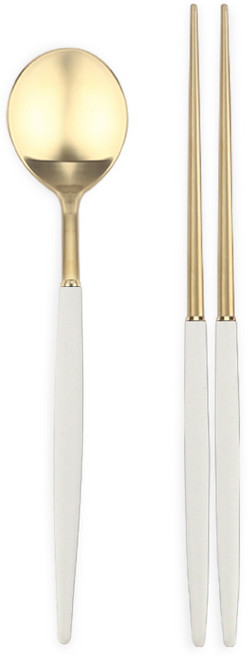 보겐 에펠 골드 어린이 수저 세트, 화이트, 숟가락 + 젓가락, 1세트
