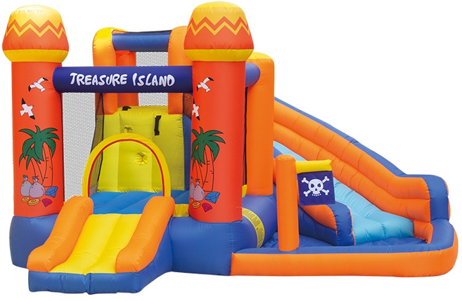바운스브라더스 3108 트레저 아일랜드 에어바운스 워터슬라이드, 혼합색상, 1개
