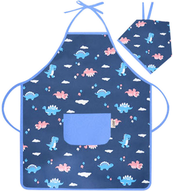 더해피 아동용 목끈형 앞치마 두건 세트