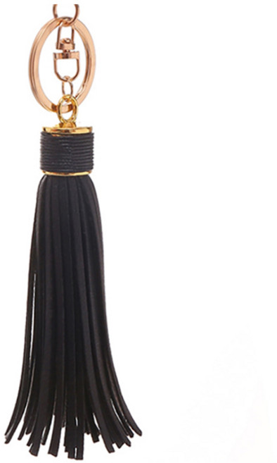 콩 빈모터 가죽 롱 테슬 키링 골든헤드 블랙, 1개