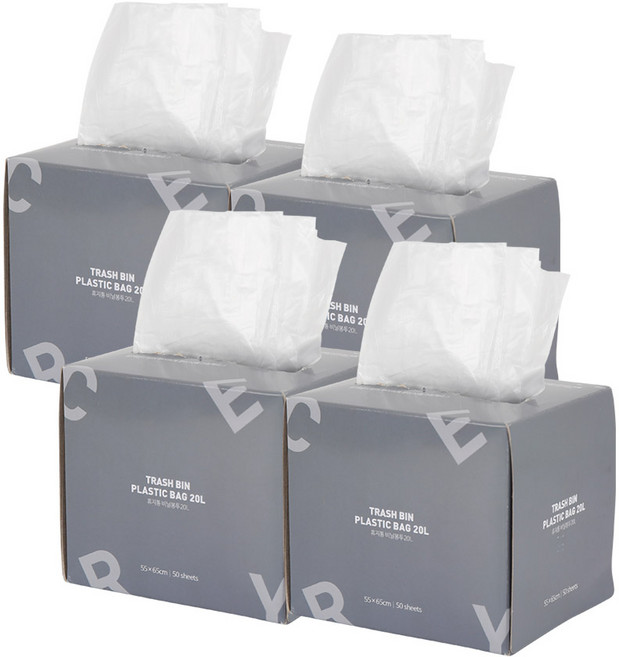 홈앤하우스 휴지통 비닐봉투 50p, 20L, 4개