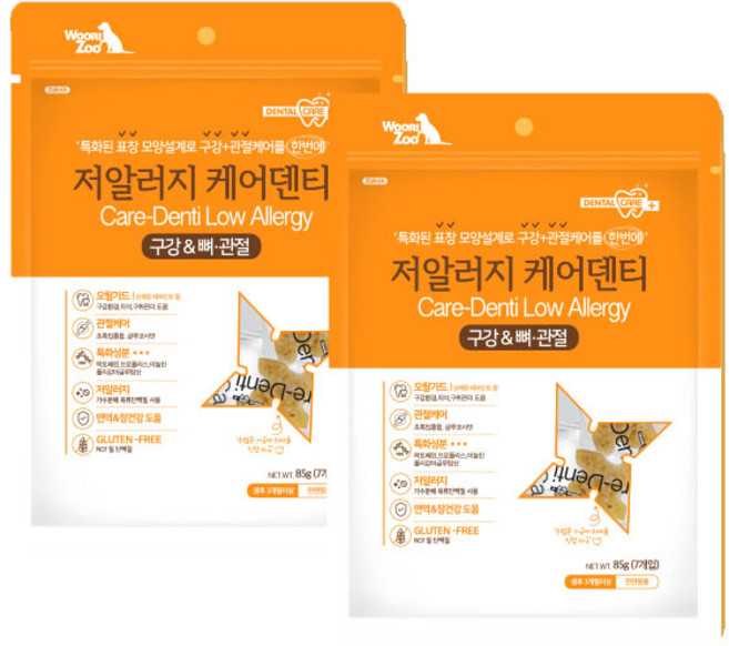 우리주 케어덴티 덴탈껌 7p, 구강 & 뼈 관, 85g, 2개