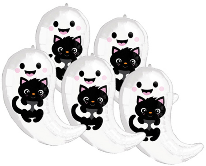 와우파티코리아 주니어쉐입 고스트 앤 키티 큐트 풍선, 혼합색상, 5개