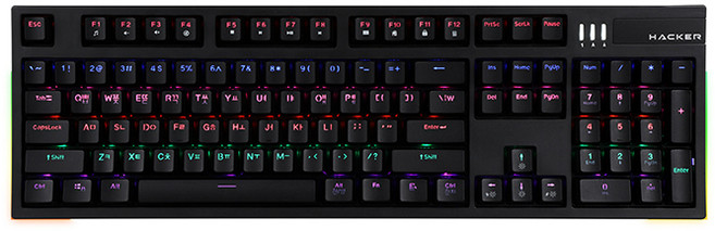ABKO hacker Edge RGB 鍵盤 A光軸 敲擊式, K551, 黑色, 標準型