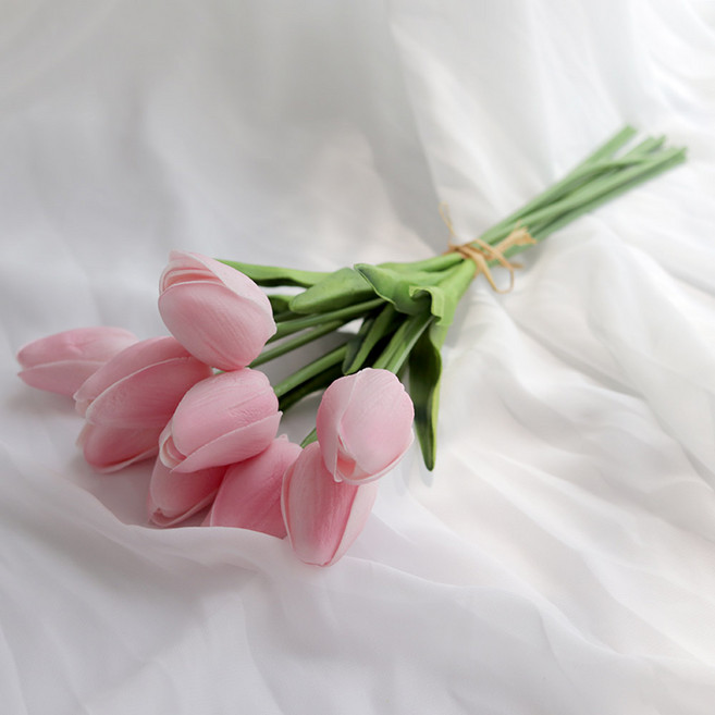 조화 소프트튤립 꽃다발 B13, 연핑크, 1개