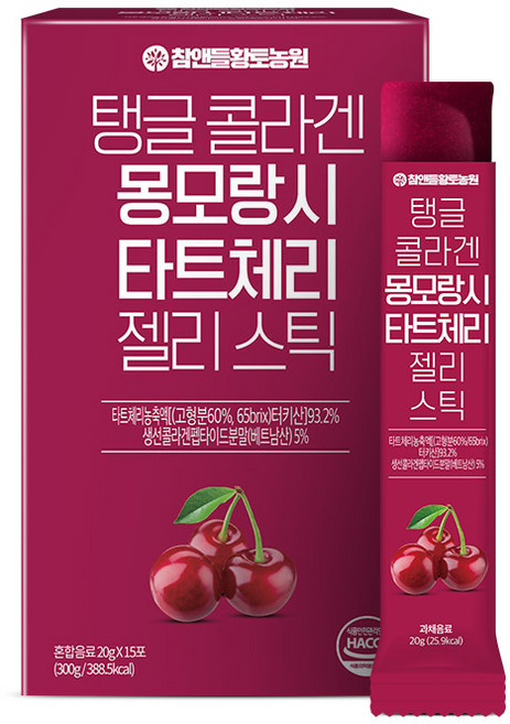 참앤들황토농원 탱글 콜라겐 몽모랑시 타트체리 젤리스틱, 300g, 1개