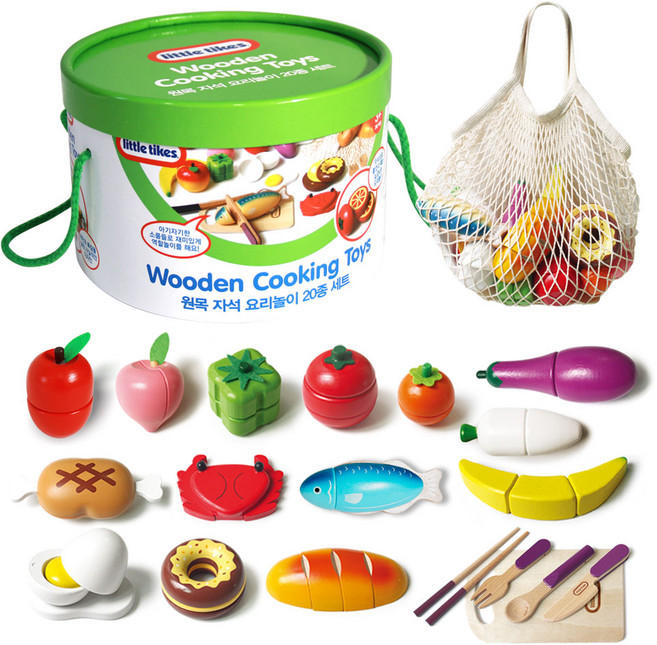 리틀타익스 원목 자석 요리놀이 20종 세트, 혼합색상, 1세트