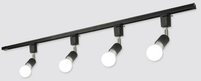 자유봉 레일조명 4구 + 레일 2m 세트, 레일(블랙) + 전구(주광색), 1개