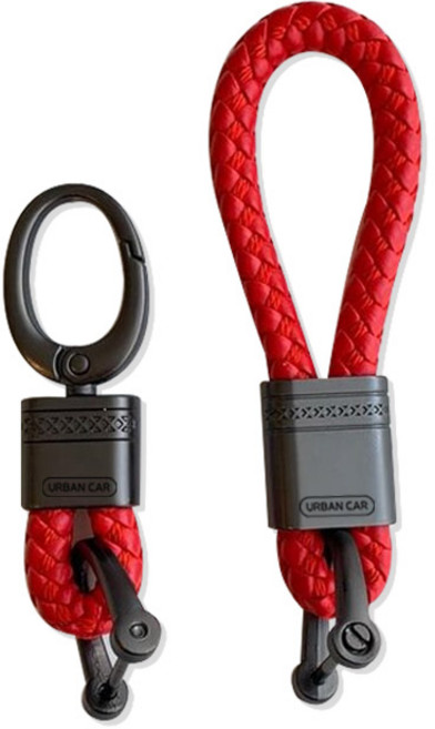 어반카 차량용 위빙 가죽 키링 1 + 1 세트, 1세트, 레드