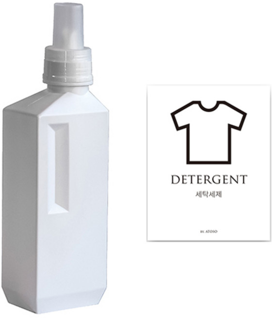 아토소 세탁세제 소분 디스펜서 1000ml + 라벨 세트, 화이트, 1세트