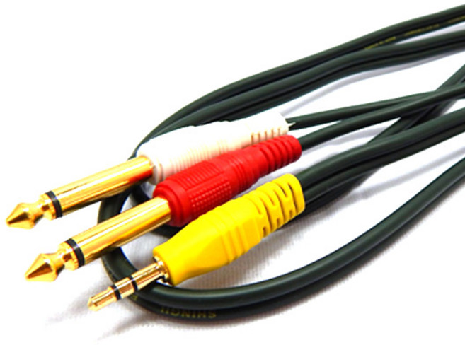 해밀전자 3.5ST 2모노 5.5 음향 케이블 5m, 혼합색상