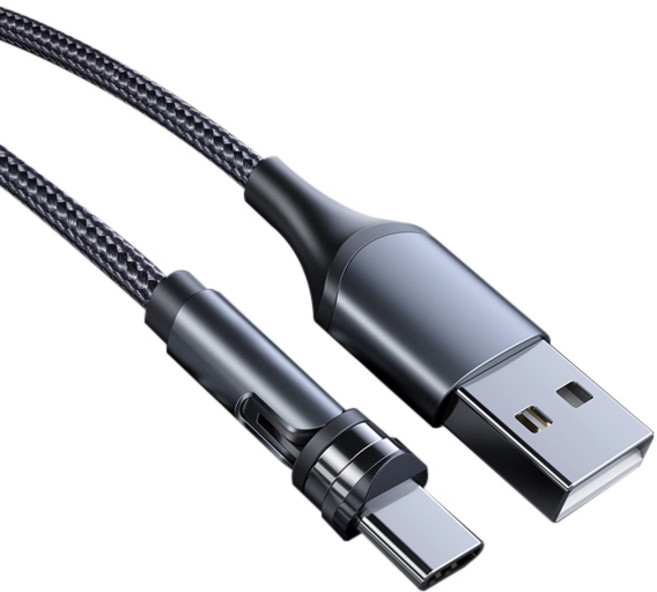 아이엠듀 C타입 고속 충전 회전형 자석 마그네틱 케이블 M4, 다크그레이, 1개, 200cm