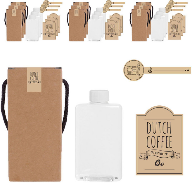 흰색캡 통통납작 공병 300ml + LB4M 스티커 3종 세트, 10세트