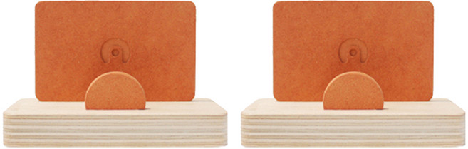 에이트리스 자작나무 기본 원목 명함꽂이 오렌지, 1단, 2개