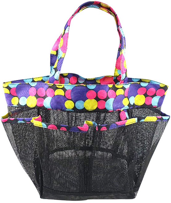 도트 라인 메쉬 목욕가방, 1개, 블랙