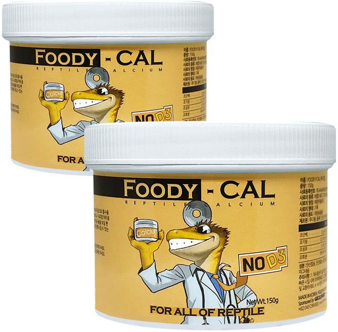 푸디웜 푸디 칼 노 D3 파충류 사료, 2개, 150g
