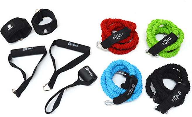 비스펙 도어앵커 고급형 튜빙밴드 4종 세트, 블랙 + 레드 + 블랙 + 그린 + 블루, 1세트