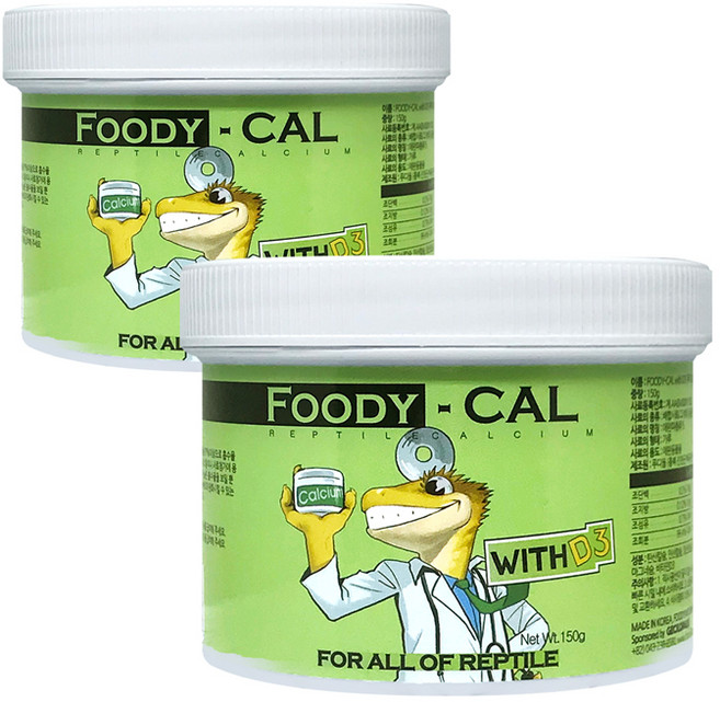 푸디웜 푸디 칼 위드 D3 파충류 사료, 2개, 150g